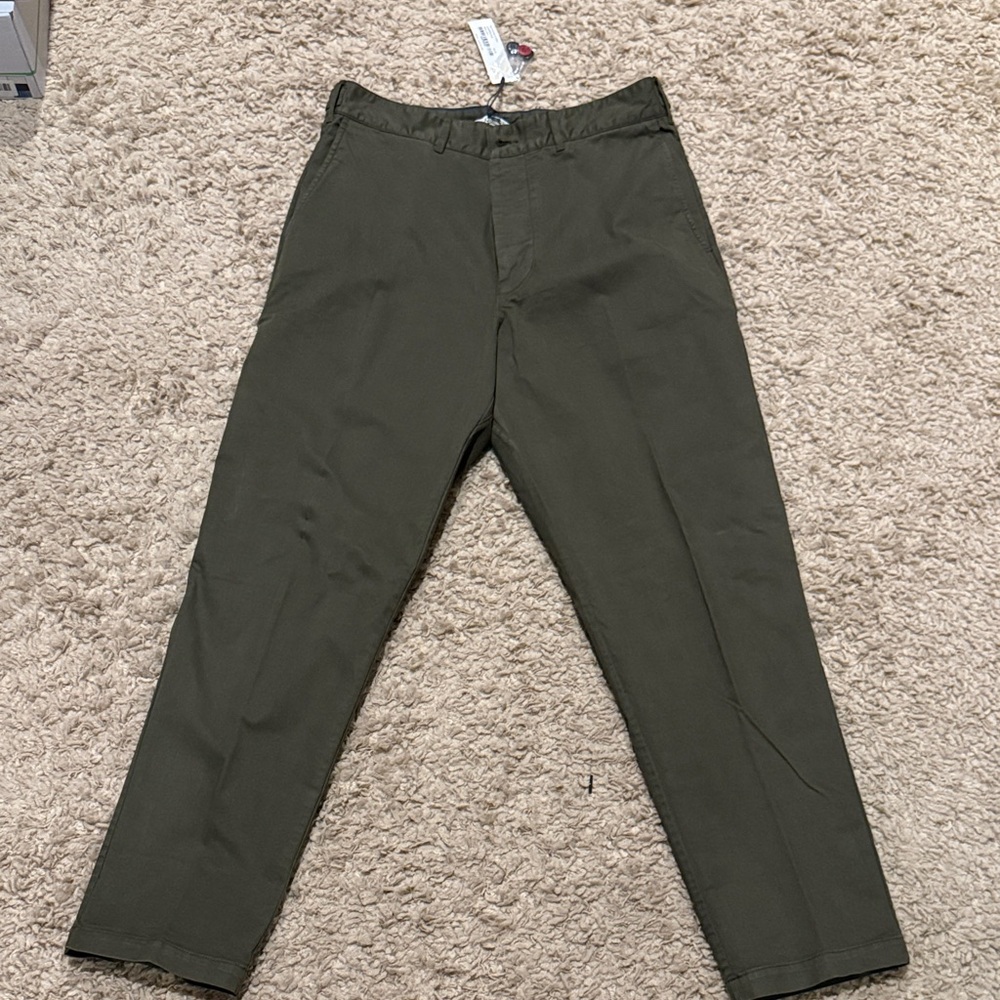 NWT Alex Mill Men's Flat Front Pant in Chino Military Olive Size 34 Waist - Picture 2 of 7